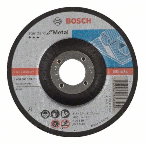 BOSCH Disco de corte perfilado Standard for Metal A 30 S BF, 115 mm, 22,23 mm, 2,5 mm 2608603159