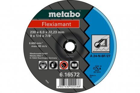 METABO Muela abrasiva Flexiamant 115x6,8x22,23 acero, SF 27 - 616725000 616725000