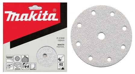 MAKITA papel de lija Velcro 150 mm 9 agujeros K180, 10 piezas P-37895