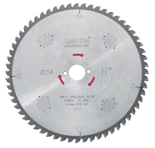 METABO Hoja de sierra HW/CT 220 x 30 mm, 48 dientes 628043000