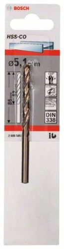 BOSCH Brocas para metal HSS-Co, DIN 338 5,1 x 52 x 86 mm 2608585852