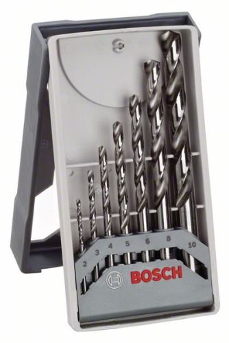 BOSCH Juego de brocas para metal de 7 piezas Mini X-Line HSS-G, 135° 2; 3; 4; 5; 6; 8; 10mm 2608589295