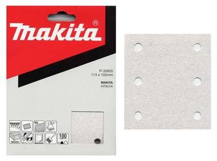 MAKITA papel de lija Velcro 102x114 mm 6 agujeros K60, 10 uds P-35813