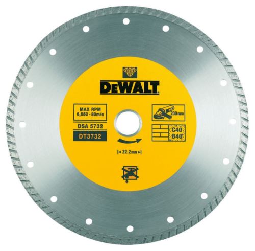 Disco de diamante turbo para corte en seco DeWALT 180 x 22,2 mm DT3722