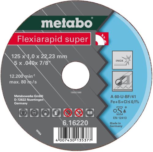 METABO Disco de corte-acero-FLEXIARAPID SUPER 125x1.0x22.2 616220000