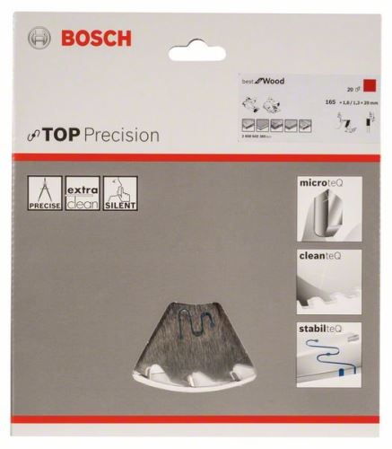 BOSCH Hoja de sierra circular Top Precision Best for Wood 165 x 20 x 1,8 mm, 20 2608642385