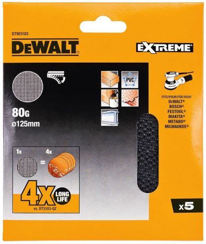 Malla de lijado DeWALT, Velcro, 125 mm, P120 (10 uds) DTM3115