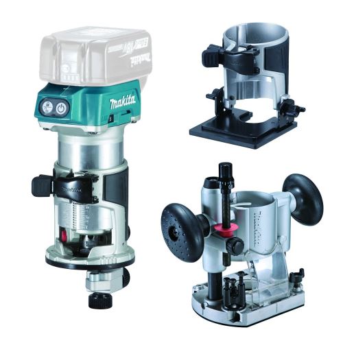 MAKITA Fresadora combinada inalámbrica con accesorios Li-ion 18V, sin batería Z DRT50ZJX2