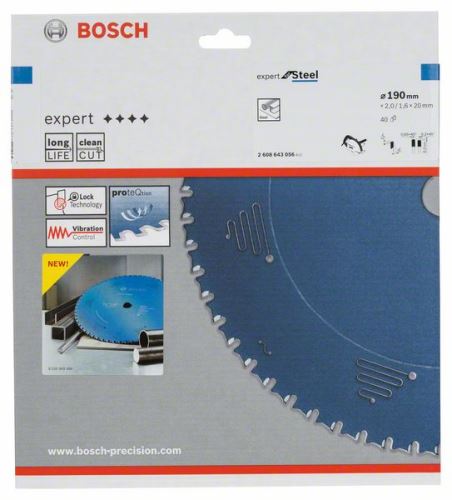 BOSCH Hoja de sierra circular Expert para acero 190 x 20 x 2,0 mm, 40 2608643056