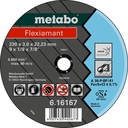 METABO Disco de corte - acero inoxidable 125x2,5x22,2 mm recto 616738000