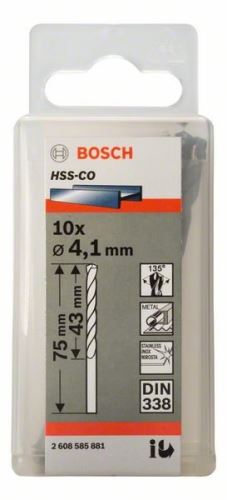 BOSCH Brocas para metal HSS-Co, DIN 338 4,1 x 43 x 75 mm (10 uds) 2608585881