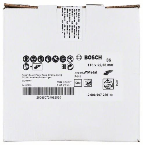 Muela abrasiva de fibra BOSCH R444, Expert para metal D = 115 mm; k = 36 2608607249