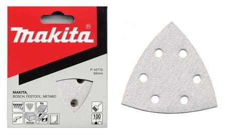 MAKITA papel de lija Velcro 94x94x94 mm 6 agujeros K150, 10 uds P-42737