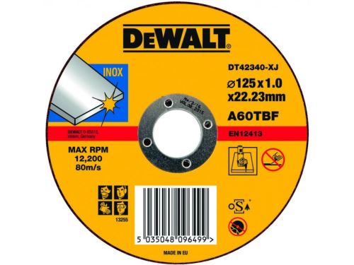 DeWALT Disco de corte para acero inoxidable, plano 125 x 2,1 x 22,23 mm DT42340Z