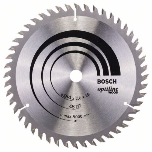 BOSCH Hoja de sierra Optiline Madera 184 x 16 x 2,6 mm, 48 2608641181