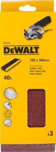 Banda de lija DeWALT para lijadoras de banda K60, 560 x 100 mm (3 piezas) DT3314