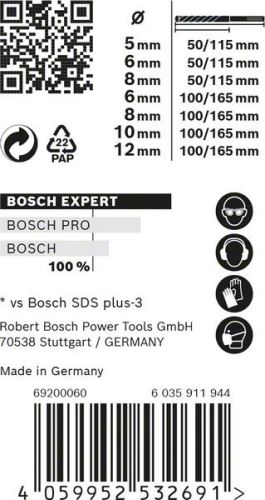 BOSCH EXPERT SDS plus-7X juego 5/6/6/8/8/10/12 mm, 7 piezas 2608900195