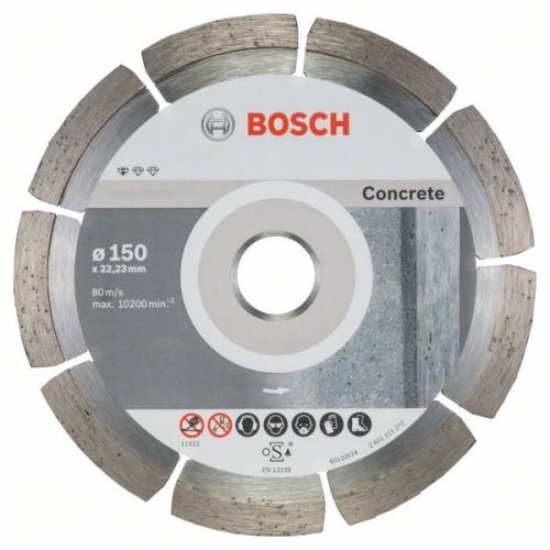 BOSCH Disco de corte de diamante Estándar para hormigón 150 x 22,23 x 2 x 10 mm (10 piezas) 2608603241