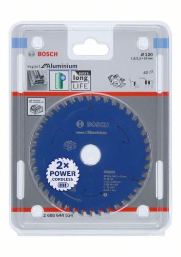 BOSCH Hoja de sierra para sierras inalámbricas; Experto en Aluminio 120x20x1,8/1,2x42T 2608644534