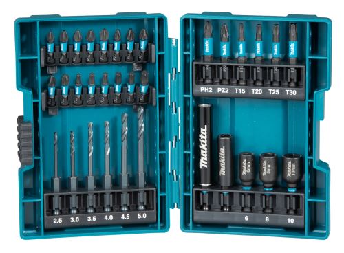 Juego de brocas y puntas de torsión MAKITA 1/4" IMPACT BLACK, 33 piezas B-66896