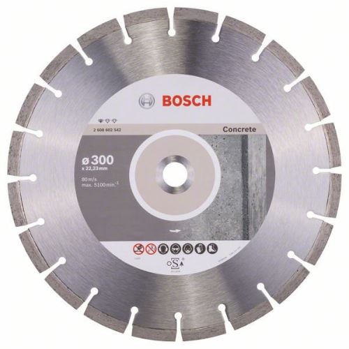 BOSCH Disco de corte de diamante Estándar para hormigón 300 x 22,23 x 3,1 x 10 mm 2608602542