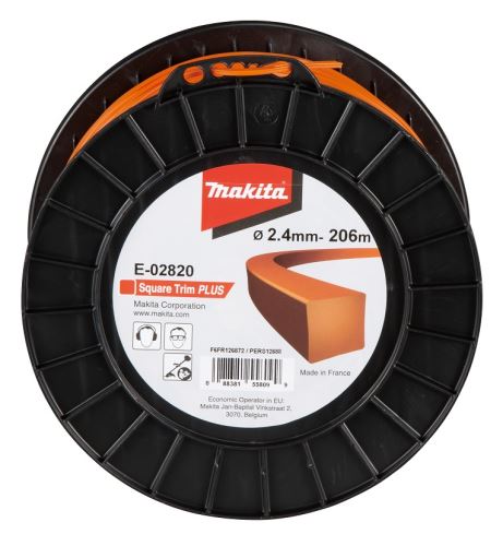 Cuerda MAKITA nylon Plus 2,4 mm, 206m, naranja, cuadrada E-02820