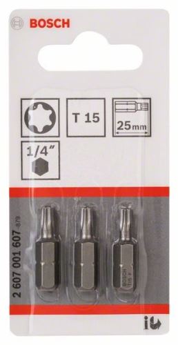 BOSCH Punta de destornillador extra dura Extra-Hart T15, 25 mm (3 uds) 2607001607