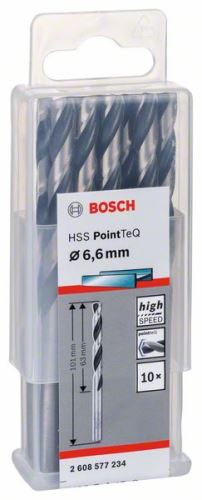 BOSCH Broca helicoidal HSS PointTeQ 6,6 mm (10 uds) 2608577234