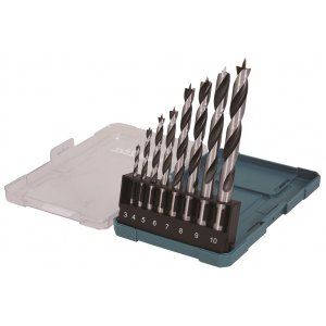 MAKITA Juego de brocas para madera 3-10 mm (1 cada una), vástago cilíndrico, 8 piezas D-77257