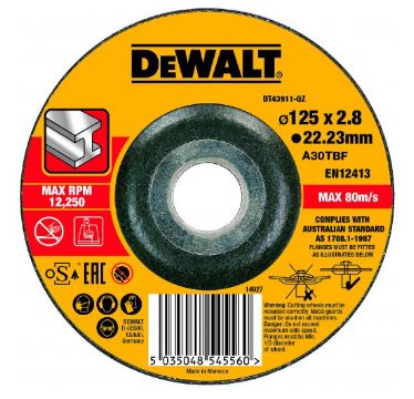 Disco de corte de metal convexo DeWALT 125 x 22,2 x 3,0 mm DT43911