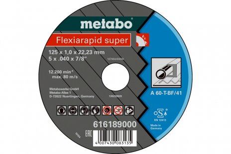 METABO Muela abrasiva Flexiarapid SUPER 115 x 1,6 x 22,23 acero, TF 41 616191000