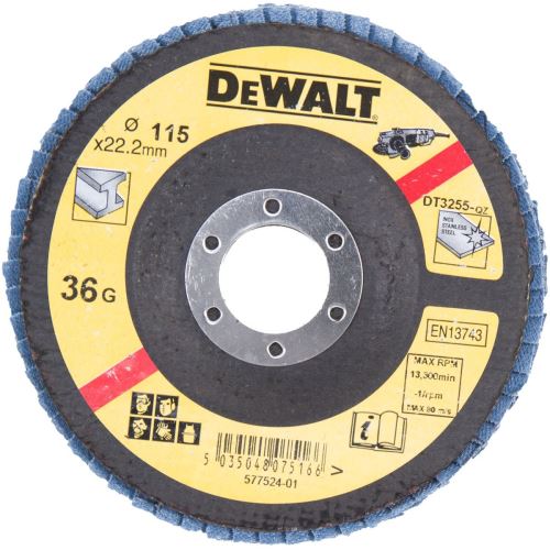 Disco de láminas abrasivo DeWALT para metal convexo 115 x 22,2 mm 120G DT3258