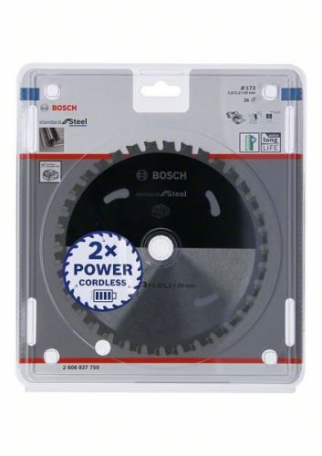 BOSCH Hoja de sierra para sierras inalámbricas; Estándar para acero 173x20x1,6/1,2x36T 2608837750