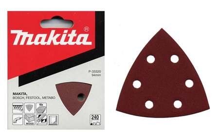 MAKITA papel de lija Velcro 94x94x94 mm 6 agujeros K120, 10 uds P-33299