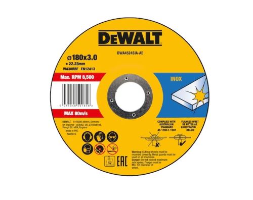 DeWALT Disco de corte de acero inoxidable 180 x 3 x 22,23 mm DWA4524SIA