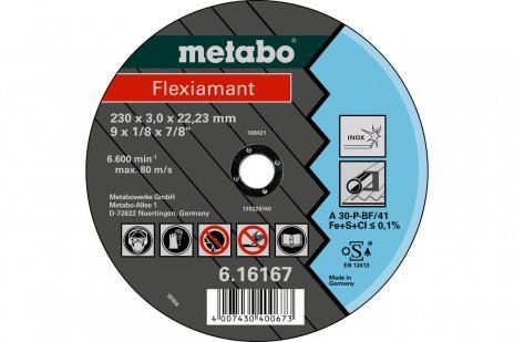 METABO Disco abrasivo Flexiamant 180 x 3,0 x 22,23 INOX, TF 42 616299000