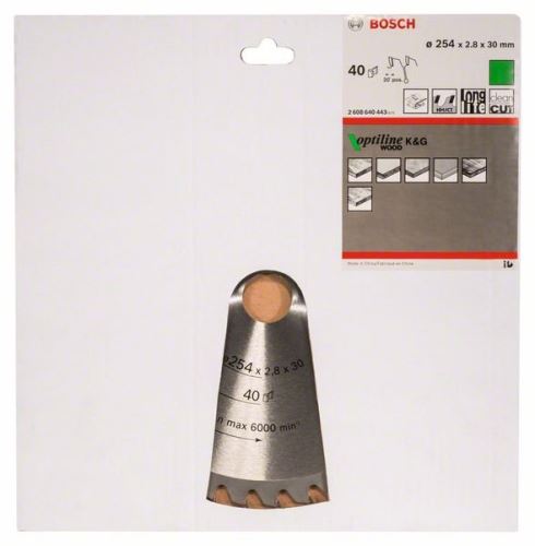 BOSCH Hoja de sierra Optiline Madera 254 x 30 x 2,8 mm, 40 2608640443