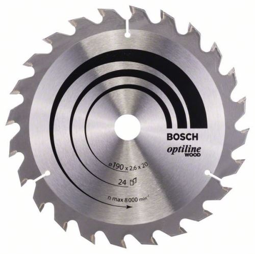 BOSCH Hoja de sierra Optiline Madera 190 x 20/16 x 2,6 mm, 24 2608640612