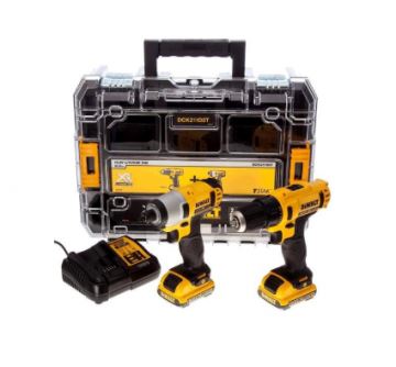 Taladro/atornillador inalámbrico y atornillador de impacto DeWALT DCK211D2T