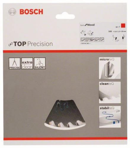 BOSCH Hoja de sierra circular Top Precision Best for Wood 165 x 20 x 1,8 mm, 32 2608642386