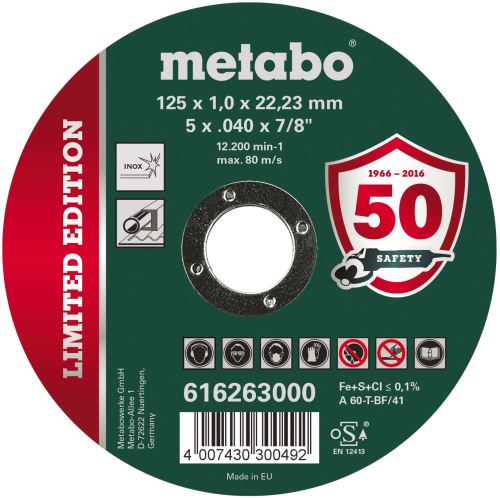 METABO Disco de corte Inox 125x1,0x22,23 616263000