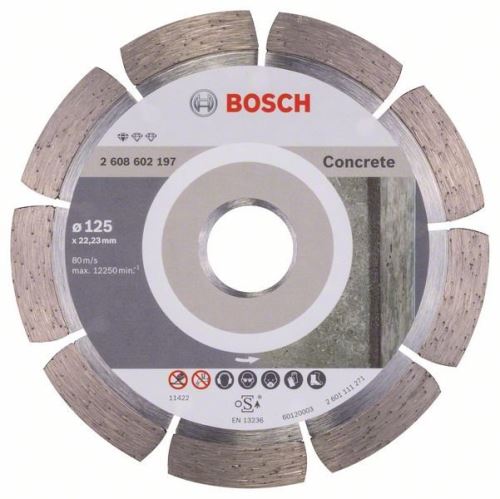 BOSCH Disco de corte de diamante Estándar para hormigón 125 x 22,23 x 1,6 x 10 mm 2608602197