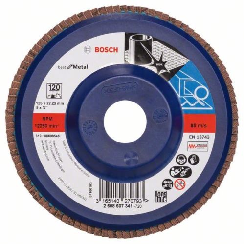 BOSCH Muela abrasiva de láminas X571, Best for Metal D = 125 mm; G = 120, igual a 2608607341