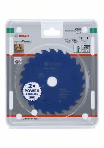 BOSCH Hoja de sierra para sierras inalámbricas; Experto en Madera 136x20x1,5/1x24T 2608644498