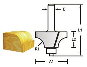 MAKITA Fresa para redondear con vástago de rodamiento 8 mm, 31,8x17x58 mm R 9,5 mm D-48549