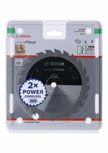 BOSCH Hoja de sierra para sierras inalámbricas; Estándar para Madera 140x10x1.5/1.0x24T 2608837669