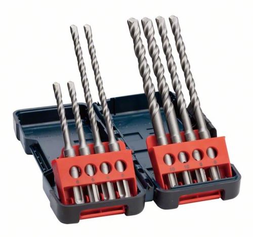 BOSCH Juego de taladro percutor SDS-Plus-3 de 8 piezas, caja dura 6 x 110 (2x); 6x160 (2x); 8x160 (2x); 10 x 160 (2x) mm 2607019902