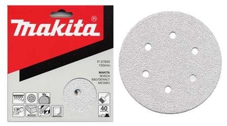 MAKITA papel de lija Velcro 150 mm 6 agujeros K120, 10 uds P-37699