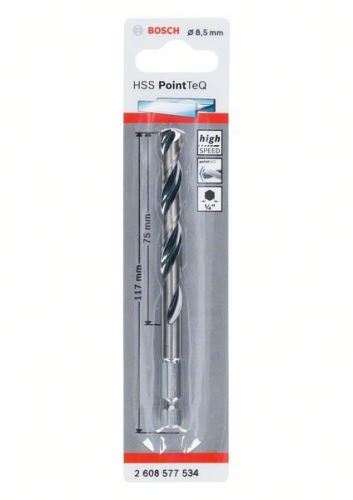 BOSCH Broca para metal HSS PointTeQ HEX con vástago de 6 puntas; 8,5 mm (5 piezas) 2608577534