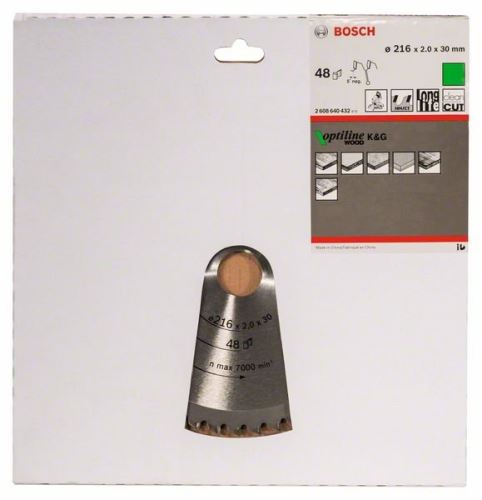 BOSCH Hoja de sierra Optiline Madera 216 x 30 x 2,0 mm, 48 2608640432